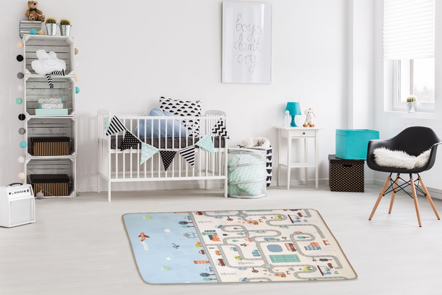 HUMBI Kinder Baby Spielmatte Krabbelmatte EPE Schaumstoff Doppel Straßentiere