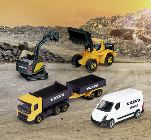 Majorette Volvo Baukran Set + 5 Fahrzeuge