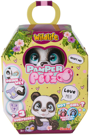 Pamper Petz Pando Interaktive Figur trinkt Pipi + Zubehör Diaper Gang