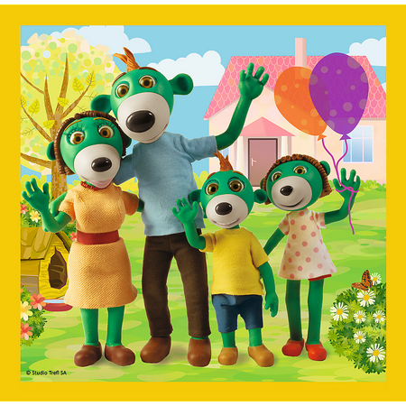 Trefl 34850 Puzzle 3in1 Die Treflik Familie