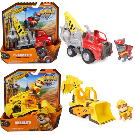 Paw Patrol Rubble Charger Baufahrzeug Roter Heppo Grabber mit Figur 6cm