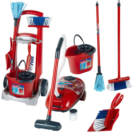 Großes Kinder-Reinigungswagen-Set mit Staubsaugerbällen Sound Vileda Klein