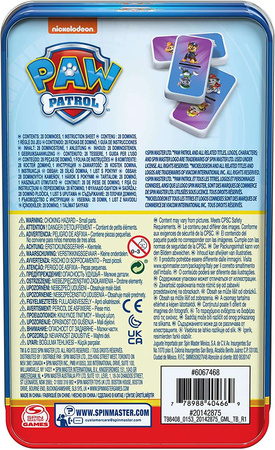 Kinderpartyspiel Domino Paw Patrol in einer Dose