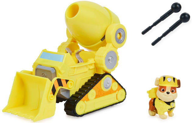 Paw Patrol Rubble Deluxe Bulldozer Buddel Bulldozer Baufahrzeug mit Raketenwerfer + Figur Die Movie der Kinofilm