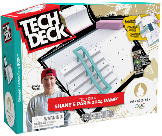 Tech Deck Griffbrettsatz Shane's Ramp + farbiges Sammelbild Skateboard Paris 2024