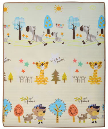 Humbi Doppelseitige pädagogische Schaumstoffmatte, 180 x 150 x 2 cm, pastellfarben, dick, Straßentiere