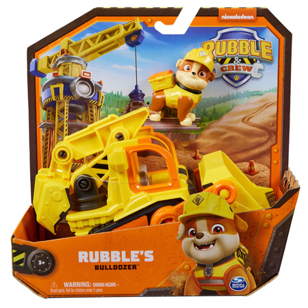 Paw Patrol Rubble und seine Crew Rubble&Crew Rubble Bagger Gelb Bulldozer Baufahrzeug mit Figur 6cm