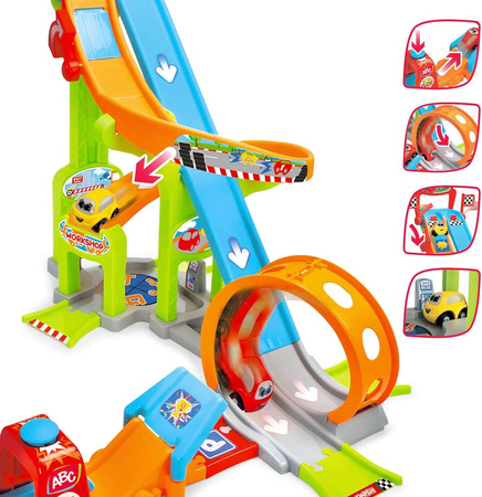 Große Garage Car Track Set mit Launcher und ABC-Schleife + 2 Cars