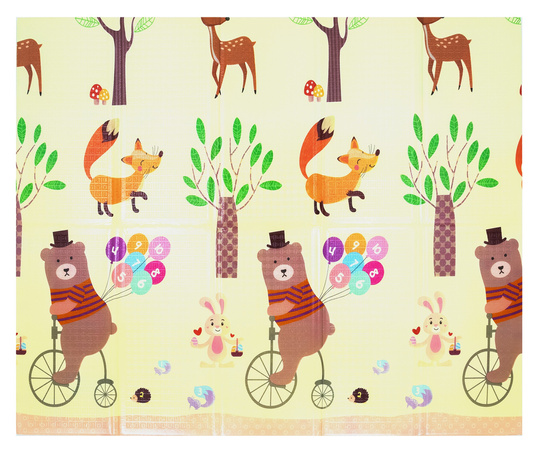 Humbi Doppelseitig faltbare Lernmatte aus XPE-Schaumstoff 180x150x1cm Giraffen, Masern, Teddybären, Füchse, Hirschhunde