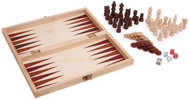 Set mit klassischen 3-in-1-Spielen in einer Schachtel