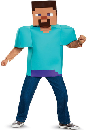 Minecraft Steve Karnevalskostüm für Gamer 124-136 cm 7-8 Jahre alt
