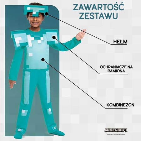 Minecraft Kostüm, Karnevalskostüm Diamantpanzer 109-126 cm (4-6 Jahre)