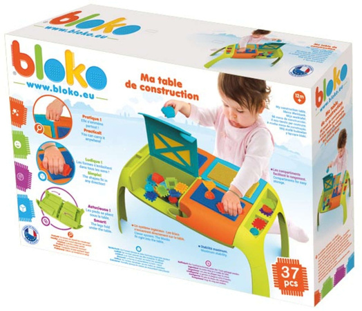 Toy Lightweight Constructor's Table mit bunten Bloko-Blöcken 37 Teile