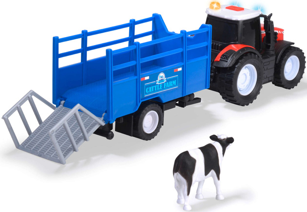 Interaktiver landwirtschaftlicher Traktor mit Anhänger + Kuh-Figur Licht Sound