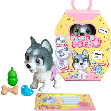 Pamper Petz Husky Hund aus der Windelbande 20 cm + Zubehör