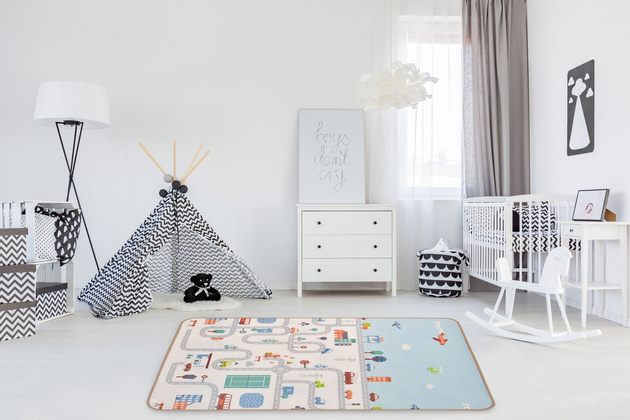 HUMBI Kinder Baby Spielmatte Krabbelmatte EPE Schaumstoff Doppel Straßentiere