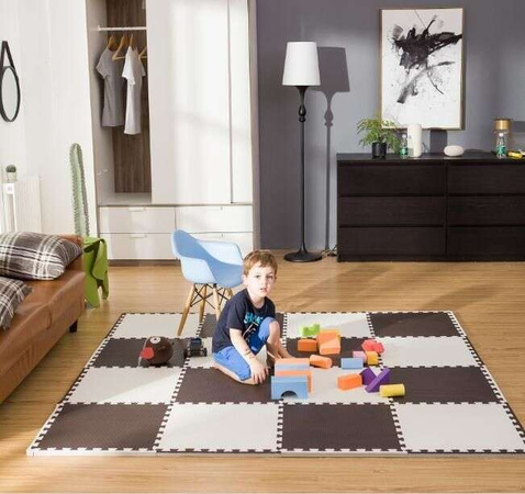 Humbi Schaumstoffmatte 180x120 Großes wasserdichtes sicheres Schaumstoffpuzzle 6 Stück weiß, grau