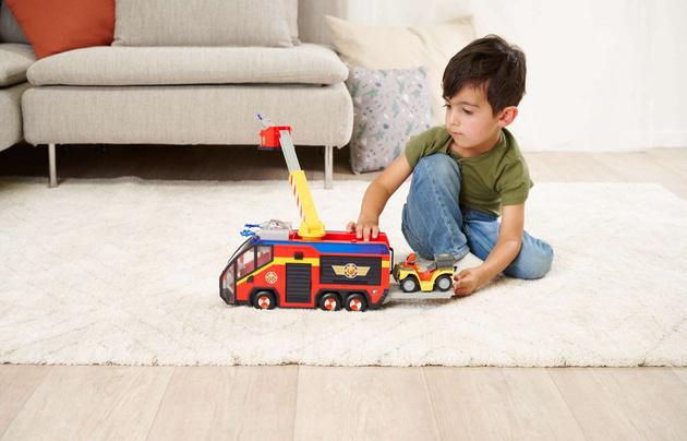 Feuerwehrmann Sam Set Großes Feuerwehrauto Jupiter interaktives Auto + 2 Figuren Licht Sound