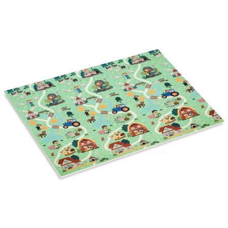 HUMBI Spielmatte Baby, Krabbelmatte, XPE Schaumstoff, Doppelseitig, Flatbar, Wasserdicht, Extra Größe, Teppich Babymatte, Rutschfest, 180x200 cm, Dorf und Wald