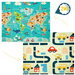 HUMBI Baby Spielmatte, Krabbelmatte, XPE-Schaumstoff, doppelseitig, flacher Streifen, wasserdicht, extragroß, Babyteppichmatte, rutschfest, 200x180x1 cm, Weltkarte Straßen