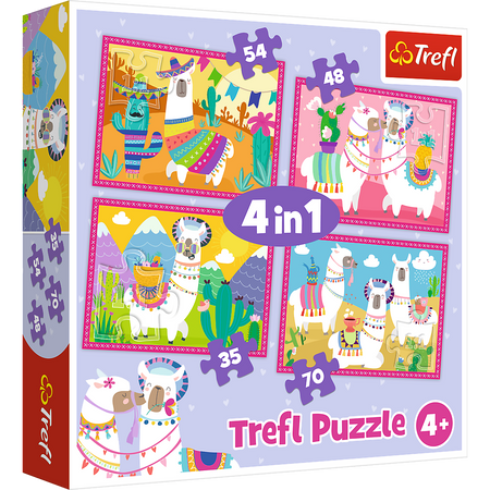 Trefl Puzzle 4in1 Lamas im Urlaub 207 Elemente