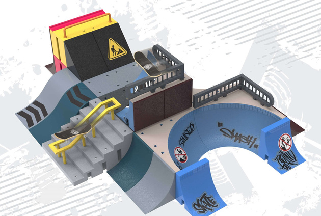 Tech Deck Fingerboard Speedway Hop Ramp + Skateboard Set