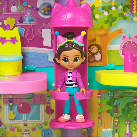 Gabi's Cat House Großes Regenbogenhaus mit Aufzug und Gabby's Celebration Dollhouse mit Sound 60 cm