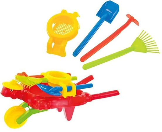 Mochtoys 5371 Schildkröten-Gartenschubkarre für Kinder komplett mit Zubehör