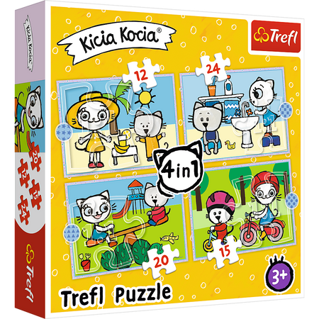 Puzzle 4in1 Kicia Kocia Kätzchen Tag Trefl 34372