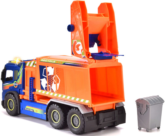 Dickie Volvo Großer orangefarbener Müllwagen riesiges Industriefahrzeug 50cm Licht Sound