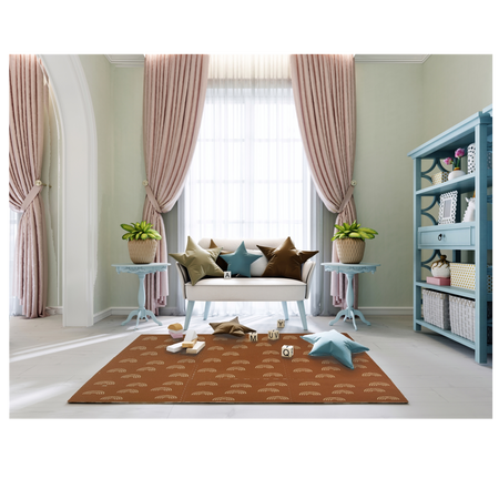 Humbi Schaumstoffbodenmatte 180x180 Großes wasserdichtes sicheres Schaumstoffpuzzle 9 Stück braune Bögen Regenbogen