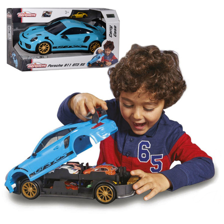 Majorette Porsche 911 GT3 RS tragbare Garage + batteriebetriebenes Metallwiderstandsauto
