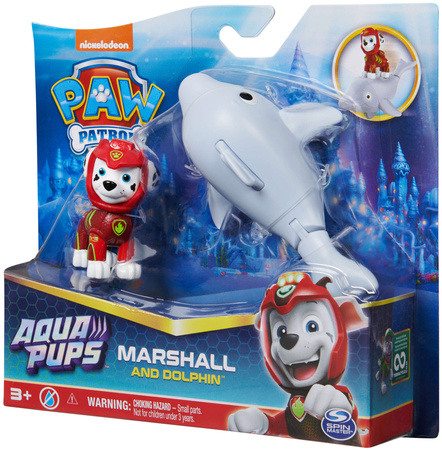 Paw Patrol Aqua Pups Set aus Marshall-Figur und Delfin