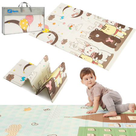 HUMBI Spielmatte Baby, Krabbelmatte, XPE Schaumstoff, Doppelseitig, Flatbar, Wasserdicht, Extra Größe, Teppich Babymatte, Rutschfest, 120x180 Stadttier-Nacht
