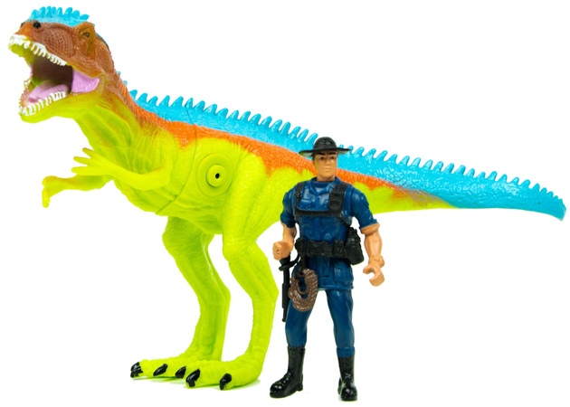 Dinosaurier Set, Fahrzeug mit Anhänger Savage Dino Adventure Jägerfigur Sound
