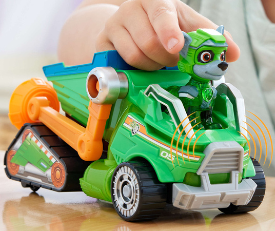 Paw Patrol The Mighty Kinofilm Großes Set Figur Rocky grünes Cars Recyclingfahrzeug Licht Sound