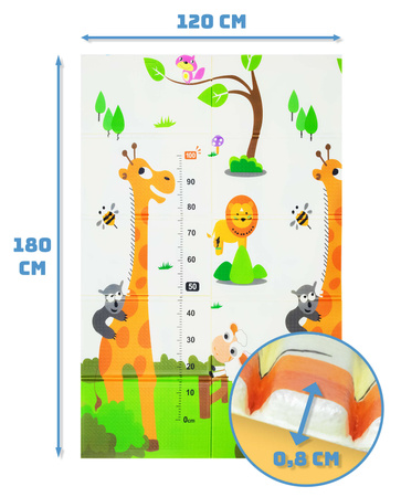 Humbi Doppelseitig faltbare Lernmatte aus XPE-Schaumstoff 120x180x0,8cm Giraffen, Masern, Teddybären, Füchse, Hirsche