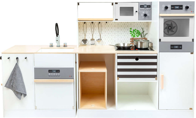 Große modulare Holzküche für Kinder XL Haushaltsgeräte 3in1 premium