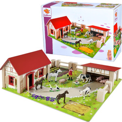 Großes Bauernhaus aus Holz + Tierfiguren 23 Stück