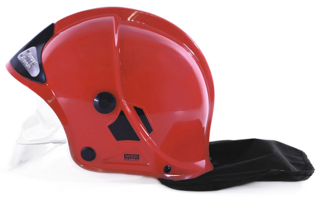Klein Kask MSA Feuerwehrhelm mit abklappbarem Visier rot