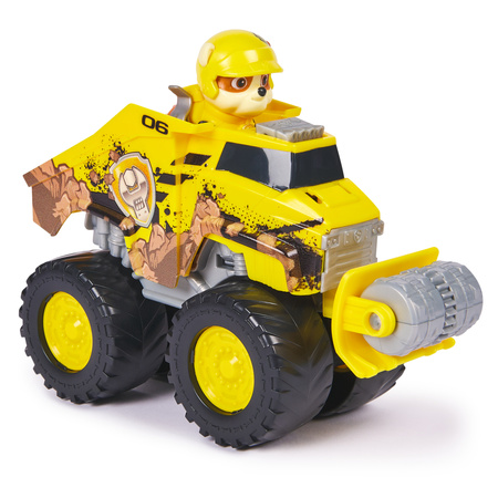 Paw Patrol Rescue Wheels Baufahrzeug mit Rubble Figur 6cm
