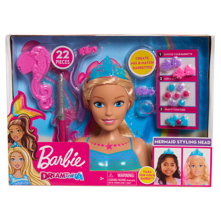 Friseur Meerjungfrau Kopf und Styling Puppe Barbie Dreamtopia + Zubehör