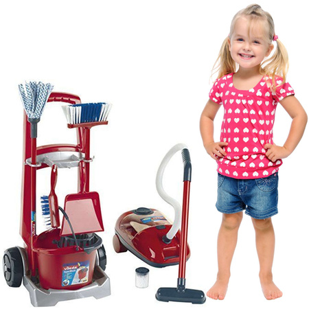 Großes Kinder-Reinigungswagen-Set mit Staubsaugerbällen Sound Vileda Klein