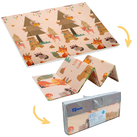 HUMBI Spielmatte Baby, Krabbelmatte, XPE Schaumstoff, Doppelseitig, Flatbar, Wasserdicht, Extra Größe, Teppich Babymatte, Rutschfest, 180x200 cm, Dorf und Wald