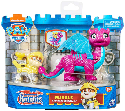 Paw Patrol Rescue Knights Ritter-Figur Rubble und Blizzie-Drache
