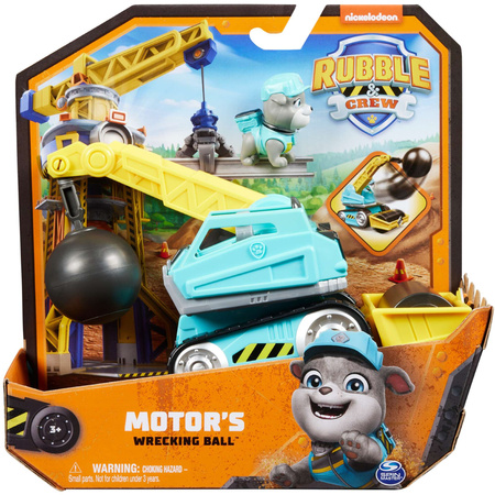 Paw Patrol Rubble und seine Crew Rubble&Crew Motorbauwagen Blau Zerstörungskugel mit Figur 6cm