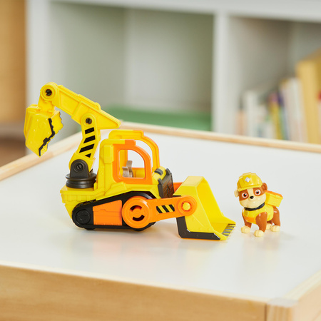 Paw Patrol Rubble und seine Crew Rubble&Crew Rubble Bagger Gelb Bulldozer Baufahrzeug mit Figur 6cm