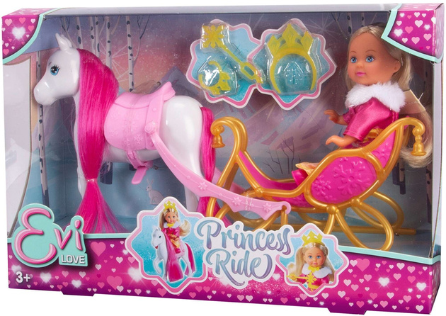 Evi Love Princess ride kleines Set Puppe in Kutsche Pferd + Zubehör