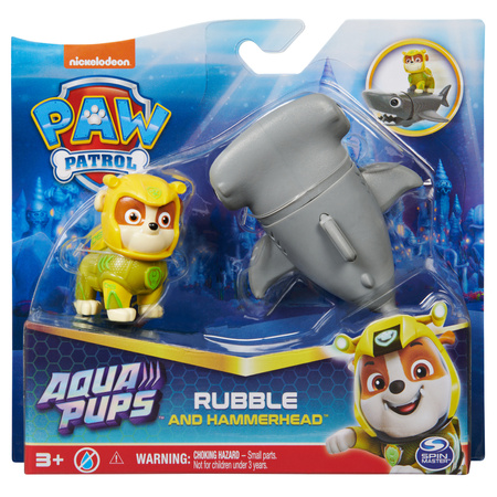 Paw Patrol Aqua Pups Set mit Rubble Figur und Hammer Fisch