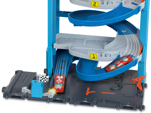 Hot Wheels City transformierbares Rennsportturm-Set + Fahrzeug